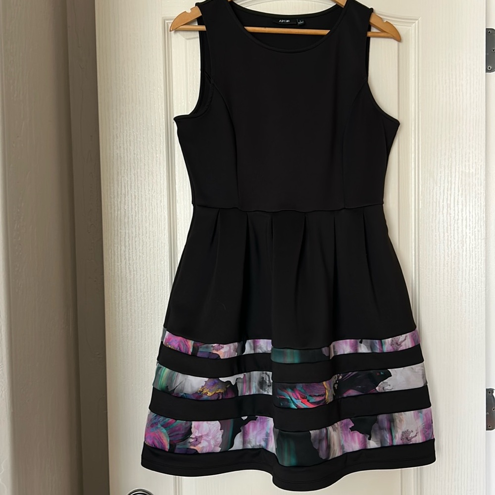 Apt. 9 Black Dress w/ Watercolor Bottom